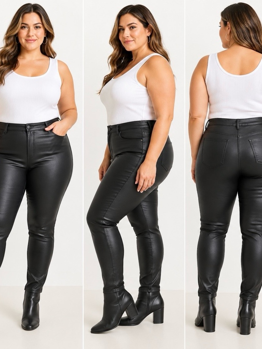 Time and Tru Plus Size Coated Skinny Pants 22 + White Tank 20 NWT 2-Piece
